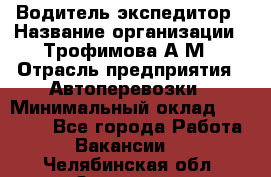 Водитель-экспедитор › Название организации ­ Трофимова А.М › Отрасль предприятия ­ Автоперевозки › Минимальный оклад ­ 65 000 - Все города Работа » Вакансии   . Челябинская обл.,Златоуст г.